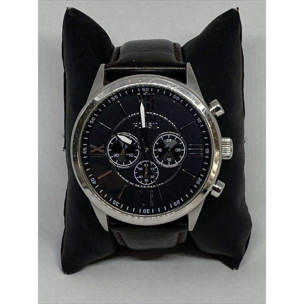 Fossil Flynn BQ1130 Men's Leather Analog Black Dia